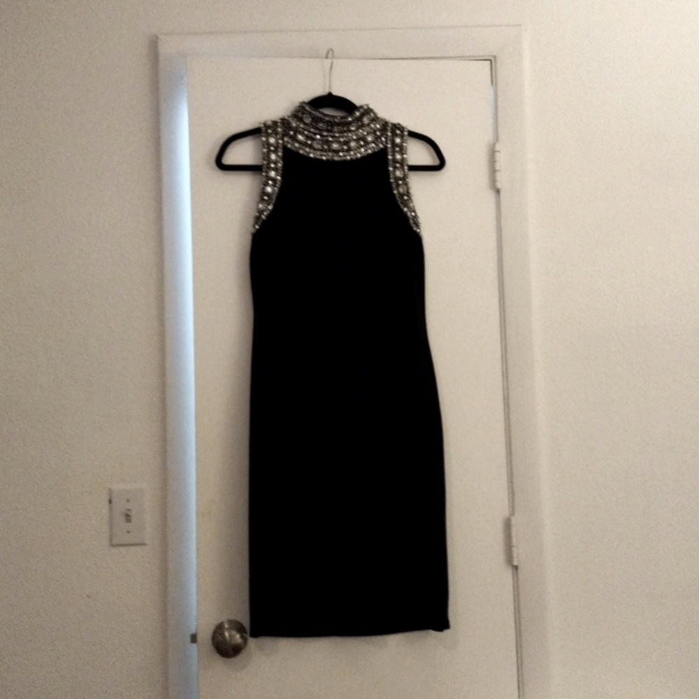 Beaded black cocktail dress